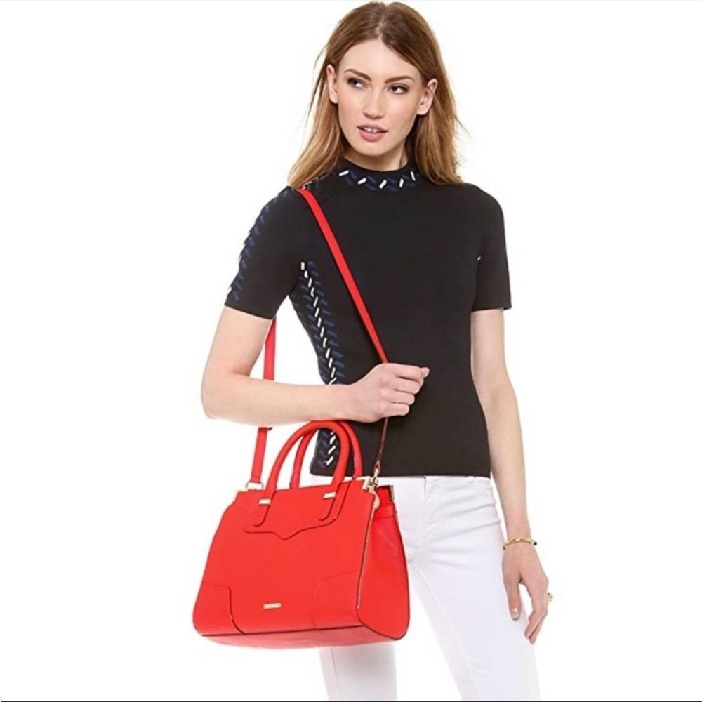 Rebecca Minkoff Amorous Leather Satchel in Hot Red